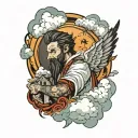 Elijah surrounded by clouds tattoo design idea