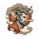 Elijah surrounded by clouds tattoo design idea