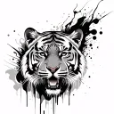 Tiger abstraction trash polka style tattoo design idea