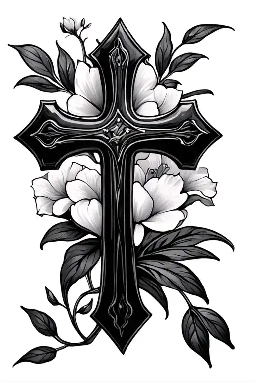 dainty cross tattoo design idea
