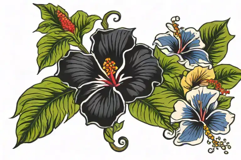 Hibiscus flower and Haiti  tattoo design idea