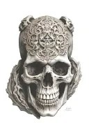 carved skull tattoo design idea