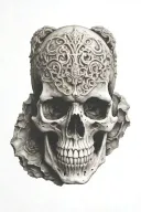 carved skull tattoo design idea
