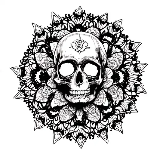 mandala design incorporating skull tattoo design idea