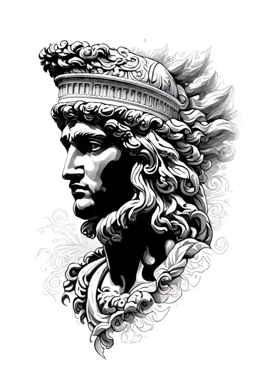 history, words, Greek gods, buildings, person tattoo design idea