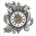 clockwork heart tattoo with anchor pendulum clock tattoo design idea