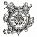 clockwork heart tattoo with anchor pendulum clock tattoo design idea