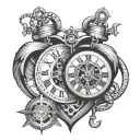 clockwork heart tattoo with anchor pendulum clock tattoo design idea