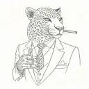 panther wearing a 3 piece suit smoking a cigar tattoo design idea