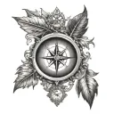 true north compass tattoo design idea