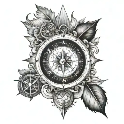 true north compass tattoo design idea