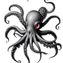 gothic octapus full  white and red eyes on tentacle tattoo design idea