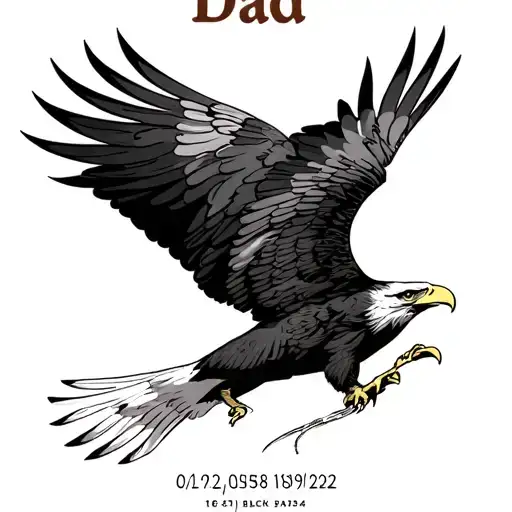 "Dad 01/02/1958-18/09/2024" eagle tattoo design idea