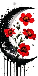 evening primrose, and crescent moon tattoo design idea