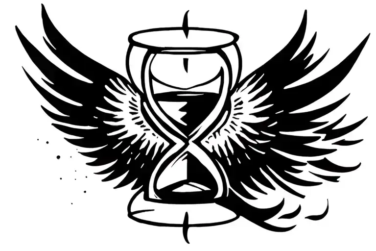 an hourglass warpped in a wing  tattoo design idea