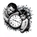 dad son holding hands holding time date tattoo tattoo design idea