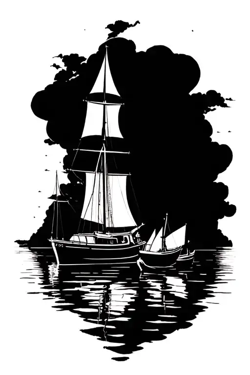 Marina Filled With Boats Infantry Sailboat tattoo design idea