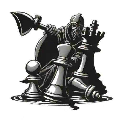 chess dark fighting black and white  evil tattoo design idea