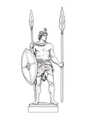 statue of Achilles with a shield and a spear tattoo design idea
