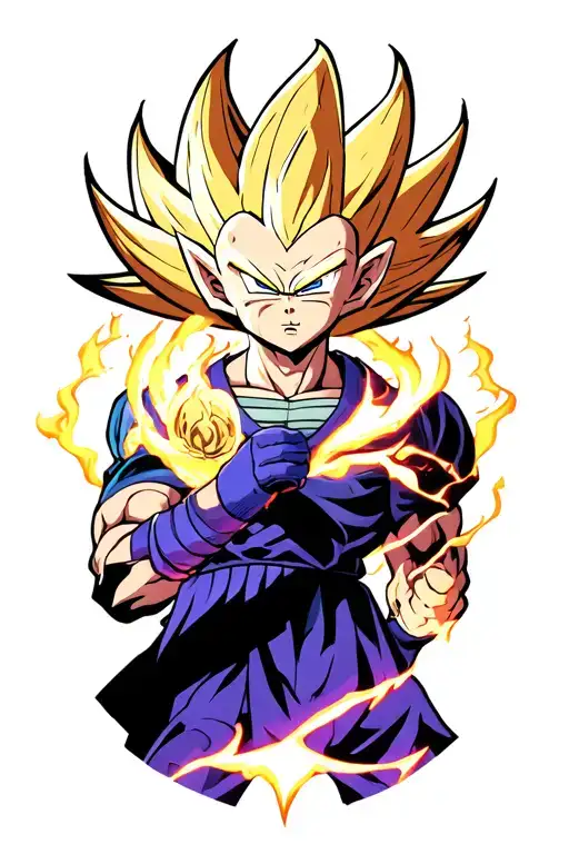 Majin Vegeta, sorcerer Babidi, mind control, fight against it tattoo design idea