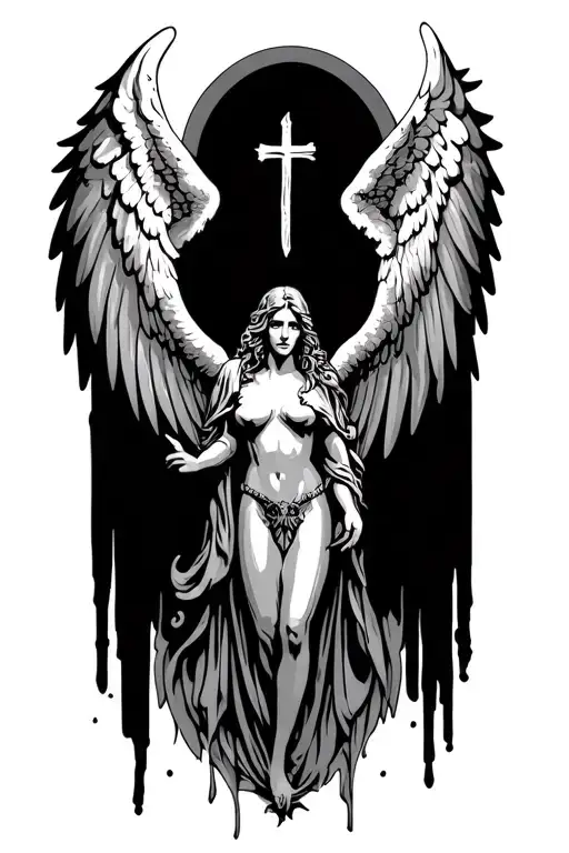 st Raphael angel wings tattoo design idea