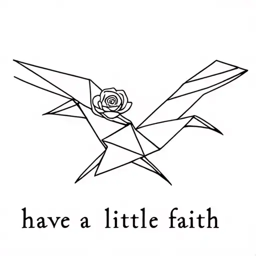 crane origami with rose origami. title under them (have a little faith) tattoo design idea