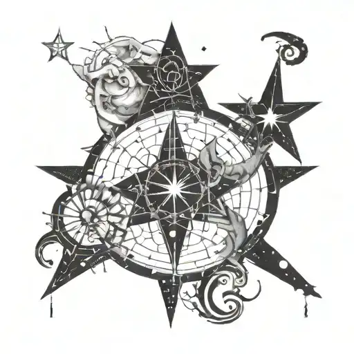 gemini and capricorn star chart tattoo design idea