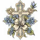 bluebonnets with a cross surrounded tattoo design idea