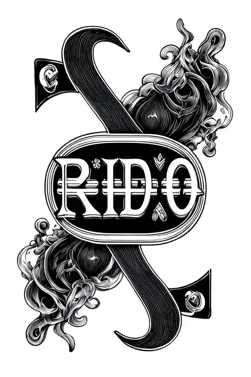 Spades symbol with the word RIDO shades smokes and euro symbol tattoo design idea