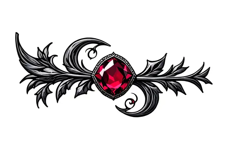 rose red ruby, tribal, jewelry, band tattoo design idea