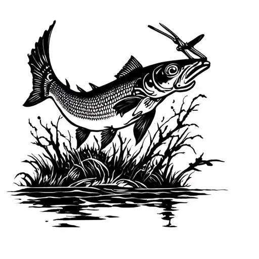 hunting and fishing tattoo design idea