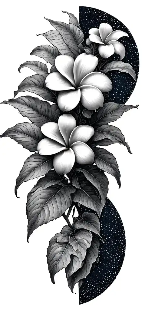 cosmic map plumeria outdoors geometric tattoo design idea