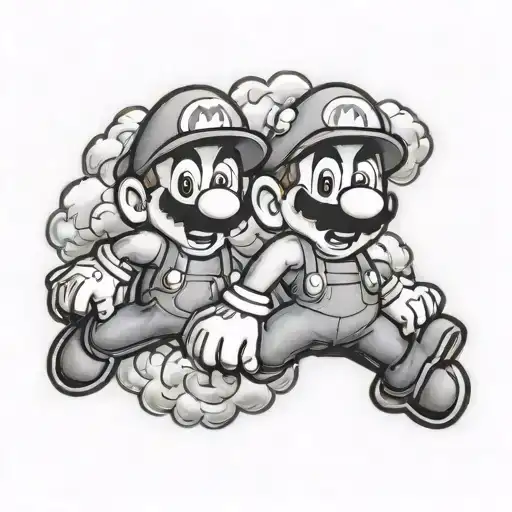 mario stars with clouds tattoo design idea