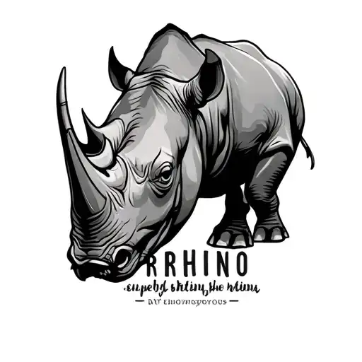 Rhino line art with text below it tattoo design idea