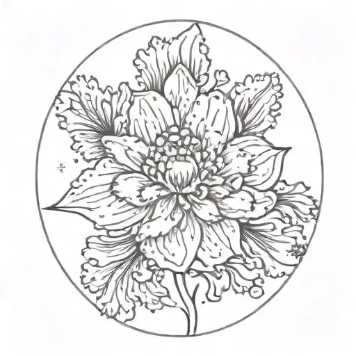 Libra marigold flower constellation tattoo design idea