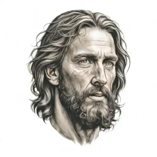 Hyper realistic portrait of Jesus Christ tattoo design idea