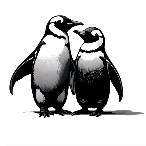 penguin family holding hands tattoo design idea