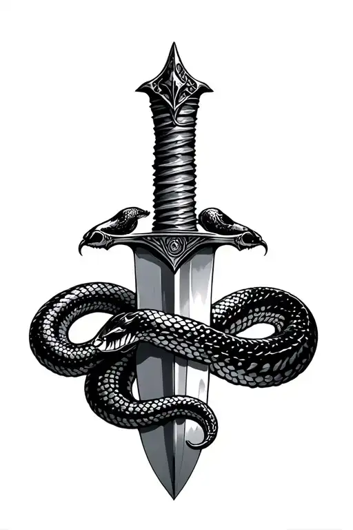 dagger and snake tattoo design idea
