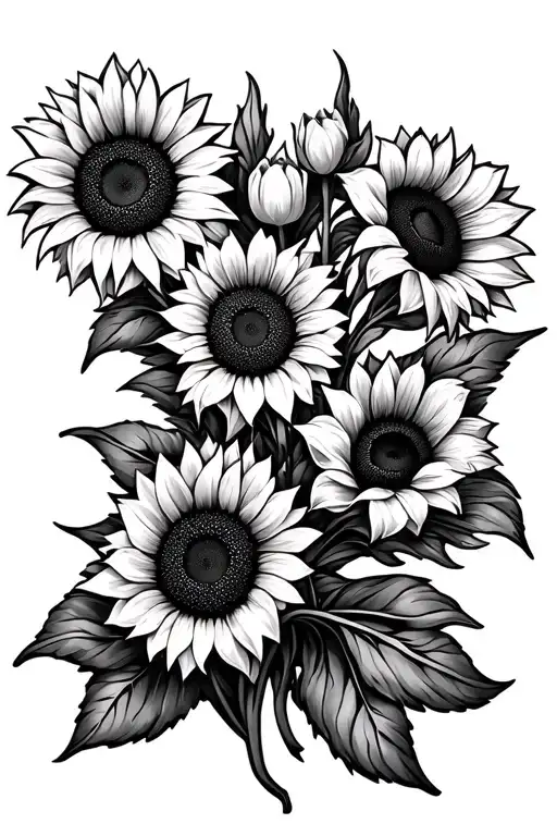 national eating disorder awareness symbol with sunflowers and tulips tattoo design idea