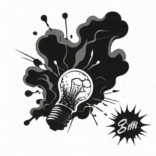 exploding light bulb ugly drawing tattoo design idea