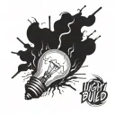 exploding light bulb ugly drawing tattoo design idea