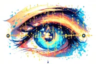 binary codes with star tattoo design idea