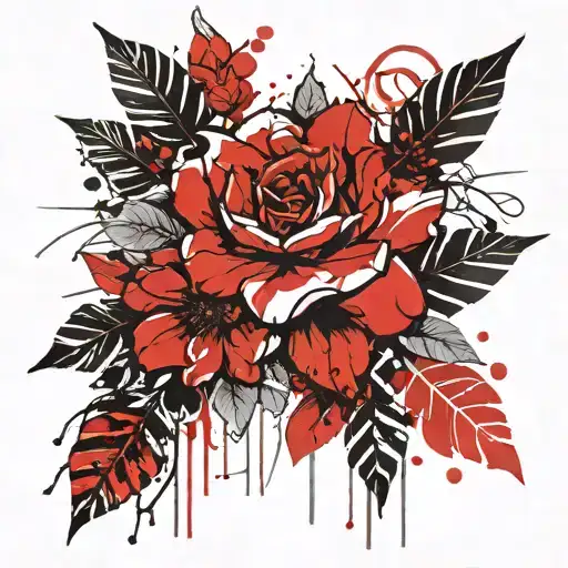 floral and abstract style of beauty, growth and life tattoo design idea