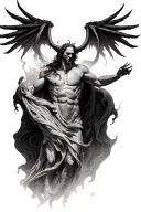 god sending lucifer to hell tattoo design idea