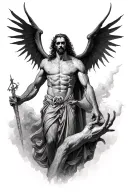 god sending lucifer to hell tattoo design idea