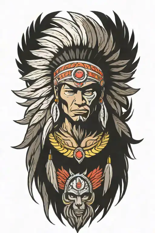 super saiyan indian chief tattoo design idea