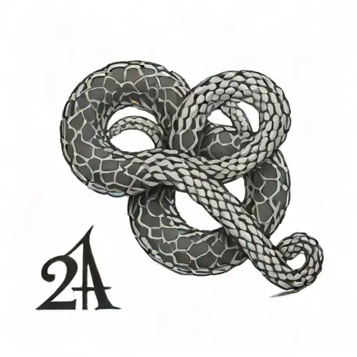 very simple roman numeral 24 with snake wrapped under tattoo design idea