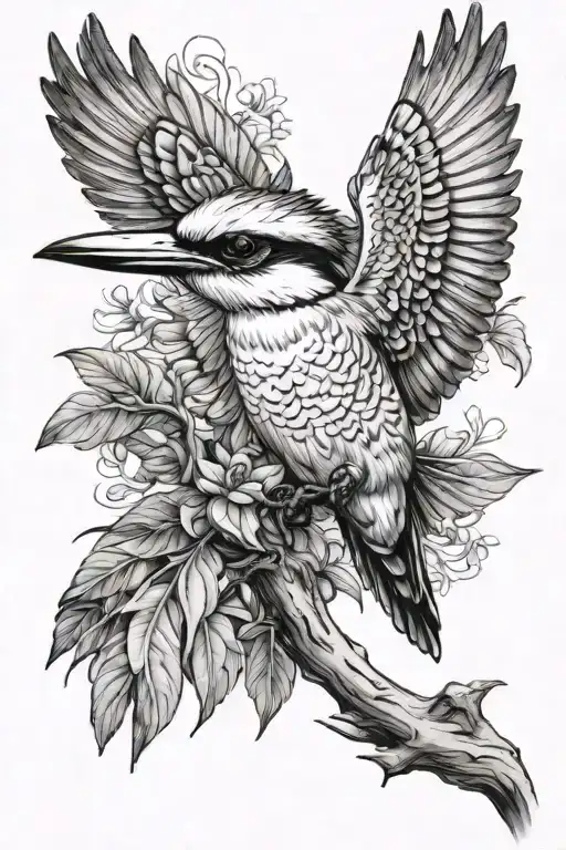 kookaburra flying tattoo design idea