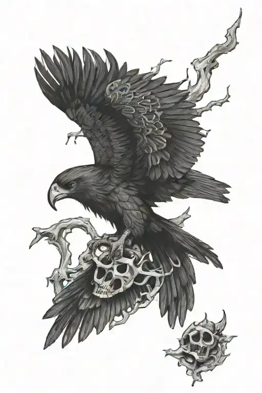 black colored hawk bones  tattoo design idea