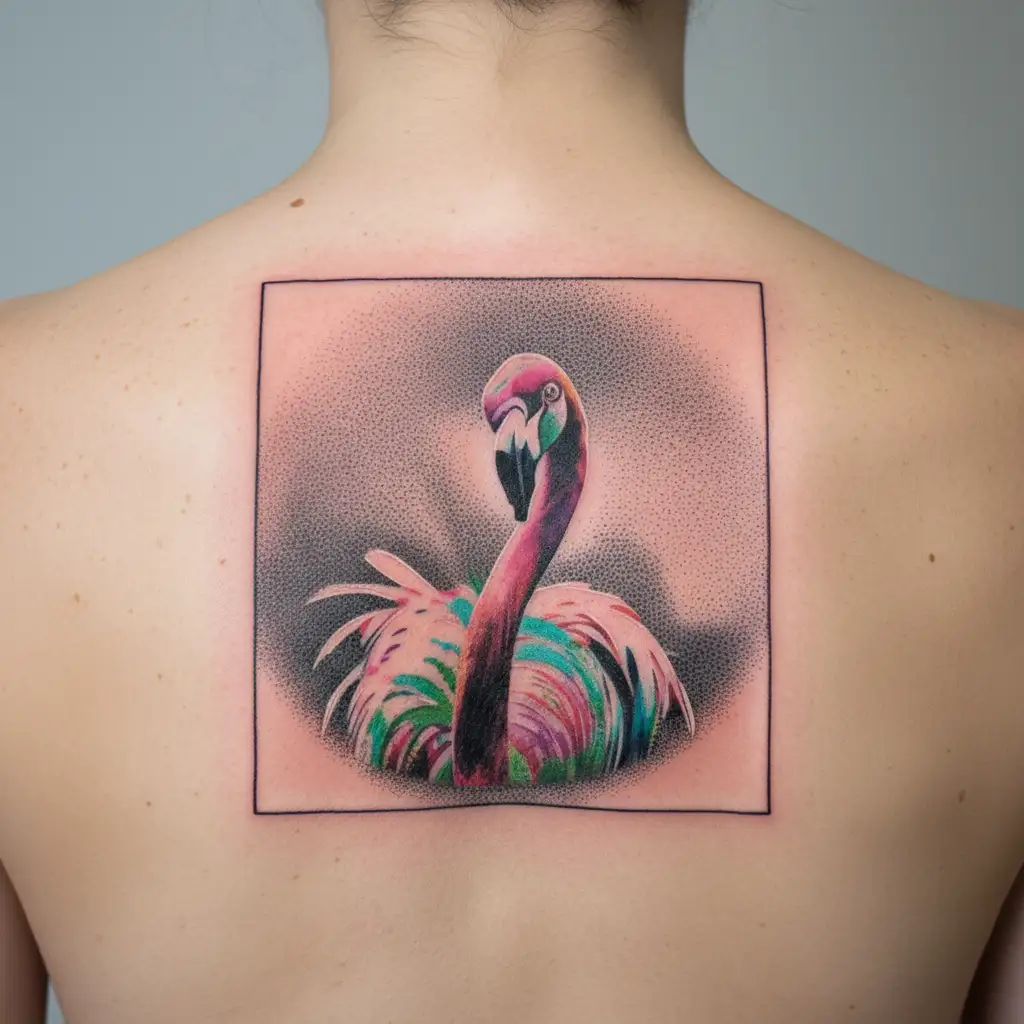Full Body Flamingo wearing Top Hat tattoo design idea